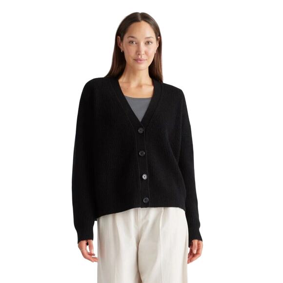 New Quince Mongolian Cashmere Fisherman Cropped Cardigan Sweater Medium 3388 - Picture 1 of 12